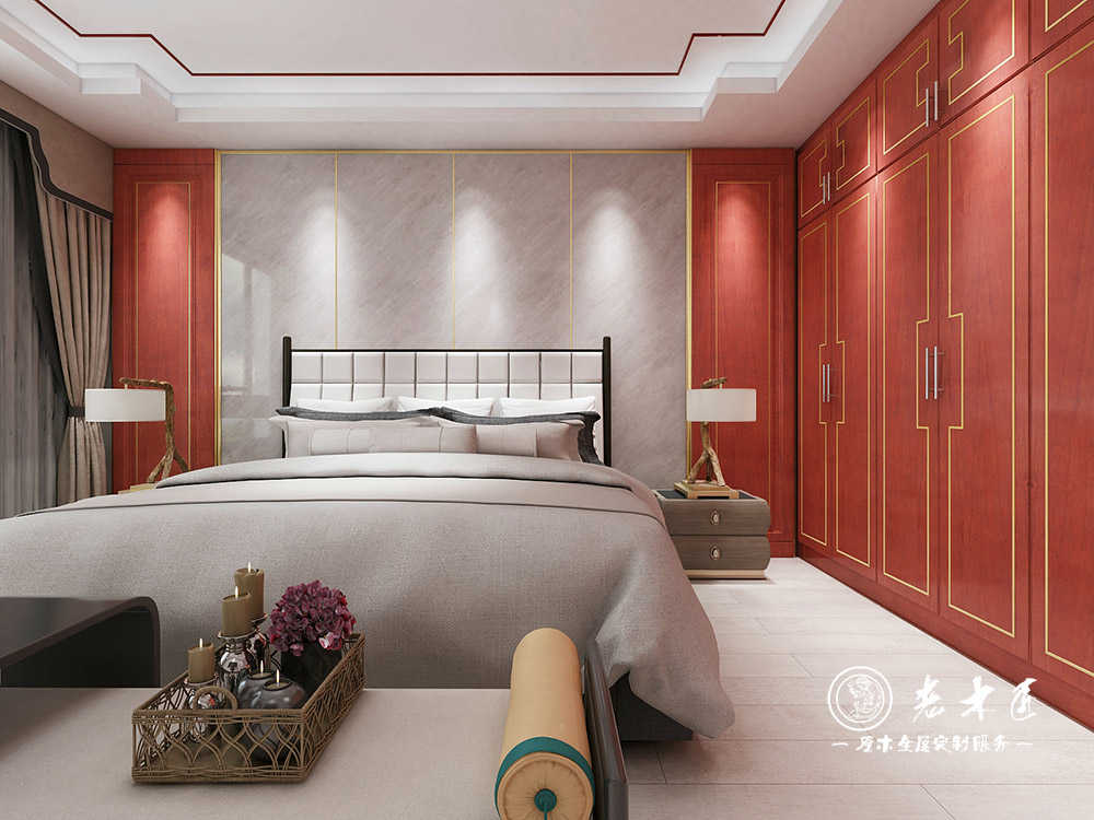 新中式卧室床头背景墙效果图_新中式卧室实木定制