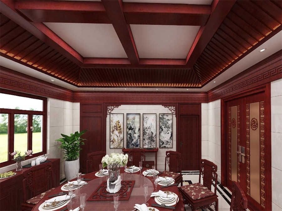 中式餐厅原木定制VR全景图